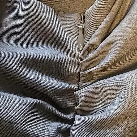 PLT Label Dark Taupe Tailored Extreme Ruched Asymmetric Top Size 12 - Picture 8 of 16